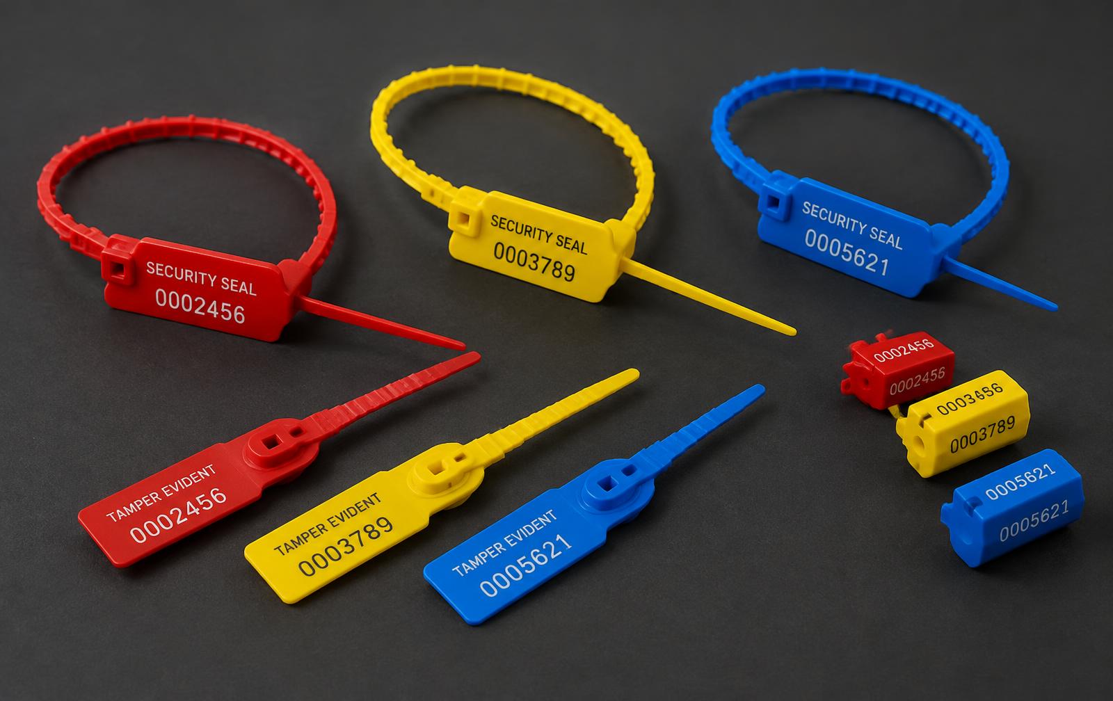Assorted numbered pull-tight security seals